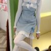 Fairycore Lolita Kawaii Split Bow Designer Lace Sweet Mini Dress 10