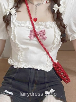 Amiable Ruffle Sweet Bow Lolita Shirt 1