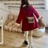 Fairycore Princess Winter Red Kawaii Wool Patchwork Warm Outwear Coat 10