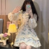 Lolita Kawaii Floral Patchwork Vintage Mini Dress 4