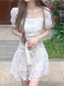 Chic Kawaii Floral Dress Print Sweet Cute Mini Dress 1