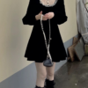 Retro Black Gothic Lace Patchwork Fairycore Mini Dress 1
