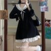 Gentle Fairycore Black Lolita Patchwork Mini Dress 8
