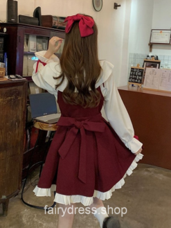 Gentle Lolita Patchwork Fairycore Sweet Party Bow Kawaii Dress 2