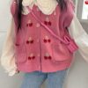 Adorable Fairycore Autumn Knitted Cherry Kawaii Sweater Cardigan 5