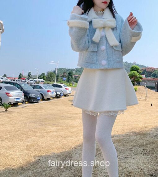 Softie Winter Kawaii White Velvet Fairycore Mini Skirt 7