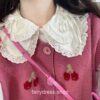 Adorable Fairycore Autumn Knitted Cherry Kawaii Sweater Cardigan 3