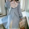 Charming Winter Warm Wool Patchwork Long Lolita Fairycore Outwear Coat 14