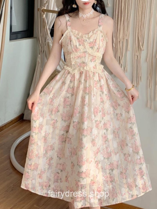 Amiable Elegant Floral Fairy Strap Sexy Dress 11