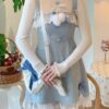 Fairycore Lolita Kawaii Split Bow Designer Lace Sweet Mini Dress 7