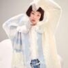 Kindhearted Autumn Plaid Korean Parchwork Knited Fairycore Sweater Cardigan 5