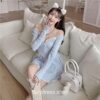 Gentle Knitted Fairycore Lace Patchwork Party Mini Dress 6