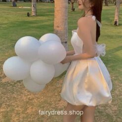 Warmhearted Elegant Solid Strap Sweet Sleeveless Mini Dress 2