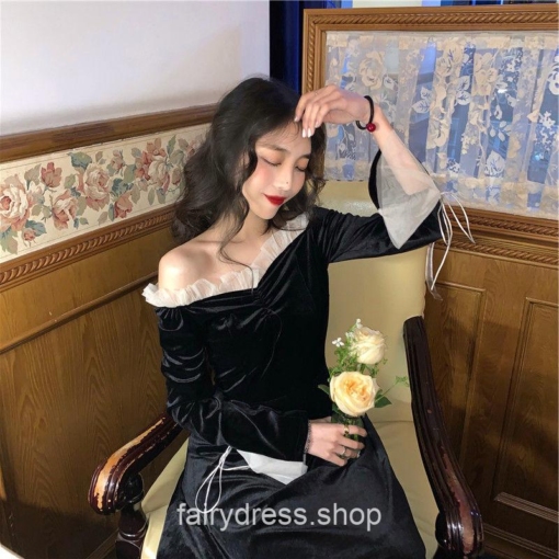 Adorable Vintage Fairycore Ruffle Long Sleeve Dress 5