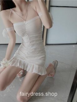 Angelcore White Sexy Backless Party Mini Dress