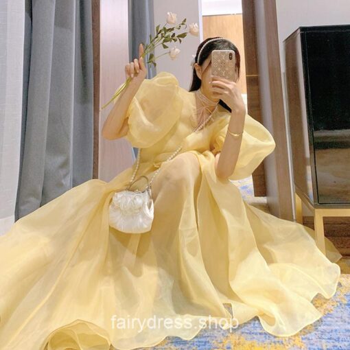 Blossom Chic Fairy Tale Puff Sleeve Fairycore Dress
