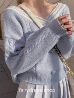 Charming V-Neck Loose Knitted Pullover Sweater