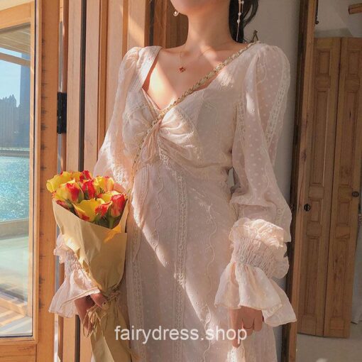 Classical Long Sleeve Lace Romantic Midi Dress