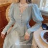 Comfy Vintage Solid Elegant Lace Midi Dress