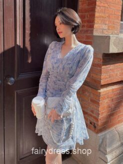 Cozy Summer Chiffon Print Floral Fairycore Long Dress