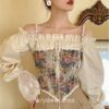 Decorated French Vintage Floral Corset Fairy Shirt