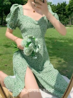 Dreamy Polka Dot Summer Floral Fairycore Dress