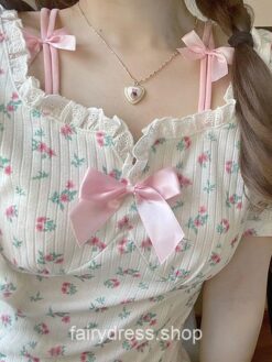 Fairycore Charming Bowknot Kawaii Floral Mini Dress