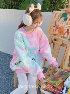 Princess Winter Rainbow Kawaii Fur Hoodie