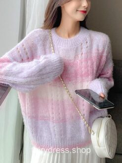 Softie Gradient Rainbow Knitted Pullover Sweater