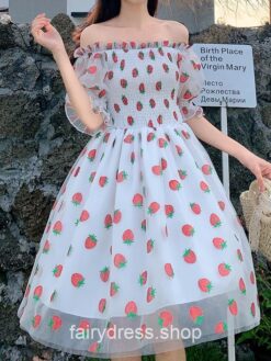 Strawberry Dot Chiffon Softhearted Fairy Dress