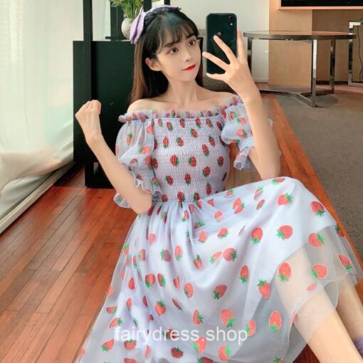 Strawberry Dot Chiffon Softhearted Fairy Dress