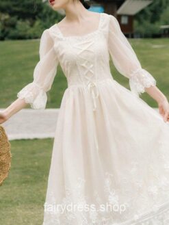 Vintage French Style Elegant Casual Cottage Dress