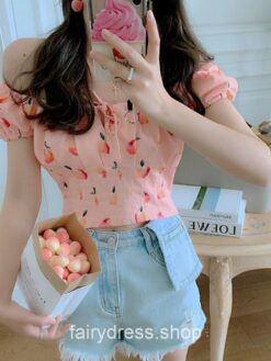 Warmhearted Off Shoulder Fruit Puff Sleeve Blouse